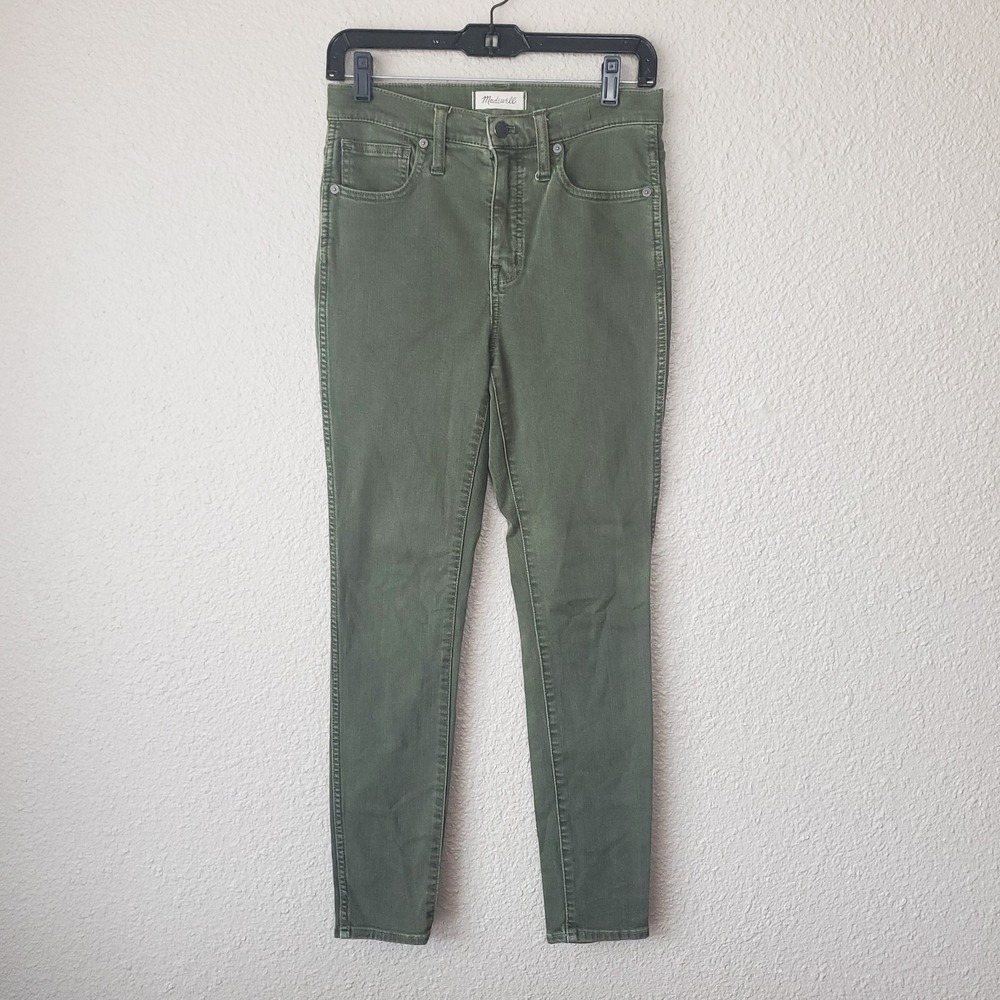 Madewell 10" High Rise Skinny Jeans Womens Size 26 Green Army Denim Stretch
